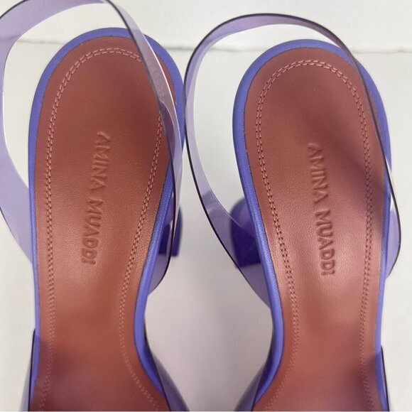 Amina Muaddi Rosie Crystal-Embellished Transparent Slingback Pumps. Size: 37 - Picture 10 of 16